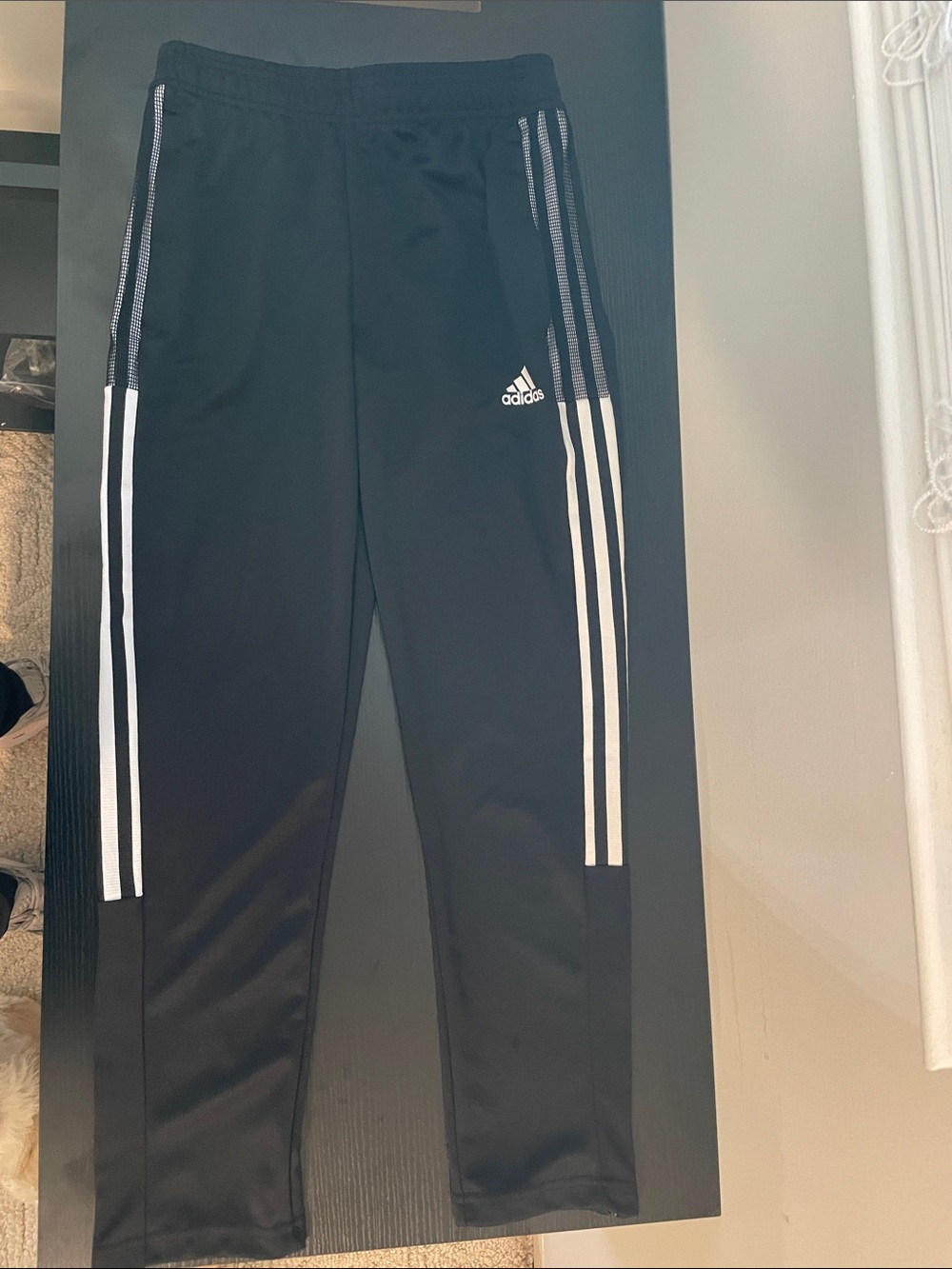 adidas Black Kids Joggers with White Side Stripes